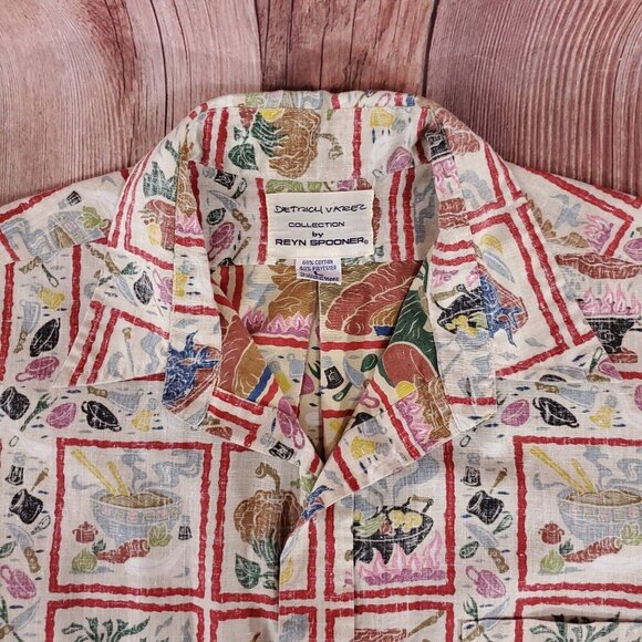 Reyn Spooner Dietrich Varez Size L Food Cooking Hibachi Grilling Hawaiian Shirt - Picture 6 of 12